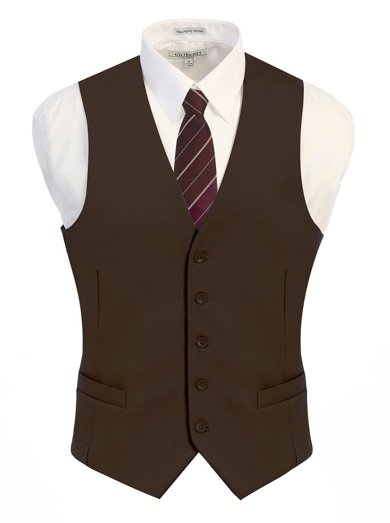 Gioberti Men's Formal Suit Vest Fit for Business or Casual Dress, Brown, 4X-Large - Image 2